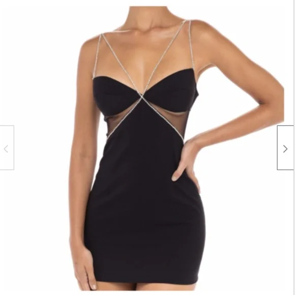 black maxi dress for party Donna Morgan For Maggy London Julia Rhinestone Black Mini Dress – Deja Nu Tx main image 0